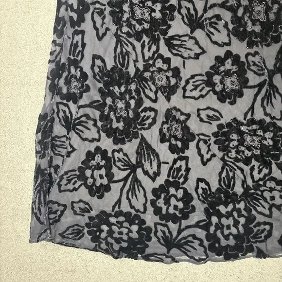 Eva Blue Size S Maxi Velvet Burnout Dress Whimsigoth Gothic Vamp Dark Fairy 90s - Picture 5 of 16